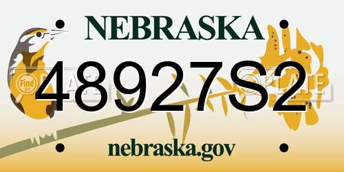 48927S2 Nebraska License Plate