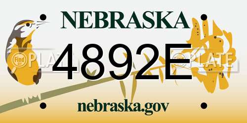 4892E Nebraska License Plate
