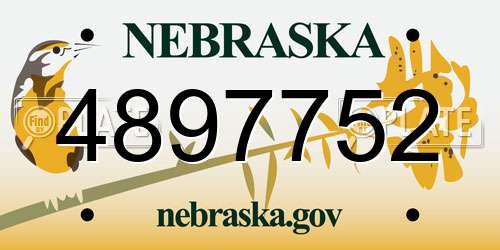 4897752 Nebraska License Plate