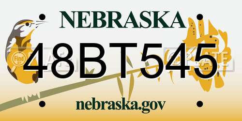 48BT545 Nebraska License Plate