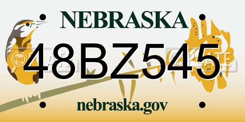 48BZ545 Nebraska License Plate