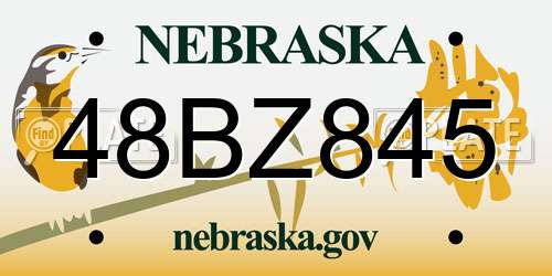 48BZ845 Nebraska License Plate