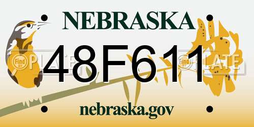 48F611 Nebraska License Plate
