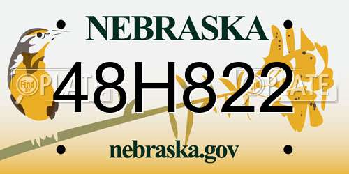 48H822 Nebraska License Plate