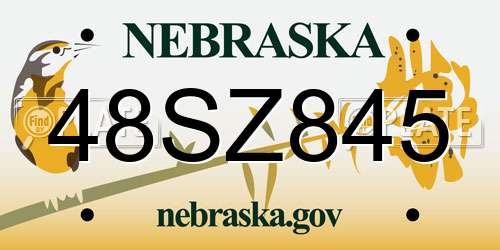 48SZ845 Nebraska License Plate