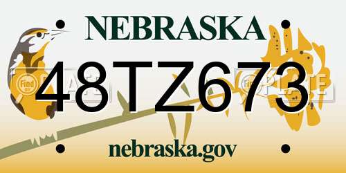 48TZ673 Nebraska License Plate