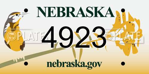 4923 Nebraska License Plate