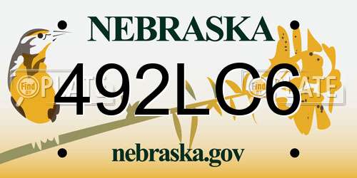 492LC6 Nebraska License Plate