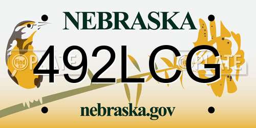 492LCG Nebraska License Plate