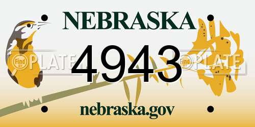 4943 Nebraska License Plate