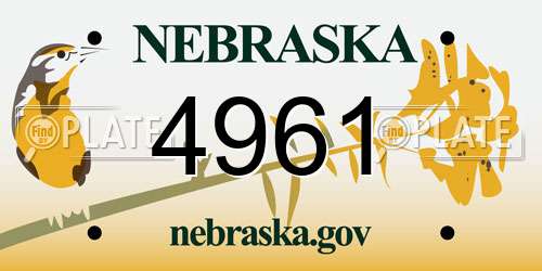 4961 Nebraska License Plate