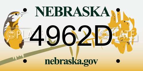 4962D Nebraska License Plate