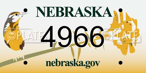 4966 Nebraska License Plate