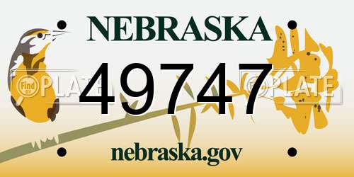 49747 Nebraska License Plate