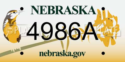 4986A Nebraska License Plate