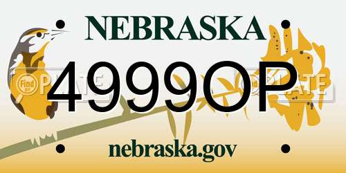 4999OP Nebraska License Plate