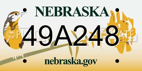 49A248 Nebraska License Plate