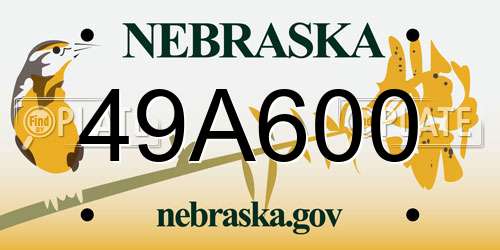 49A600 Nebraska License Plate