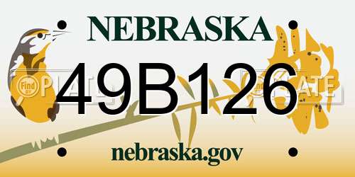 49B126 Nebraska License Plate
