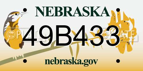 49B433 Nebraska License Plate