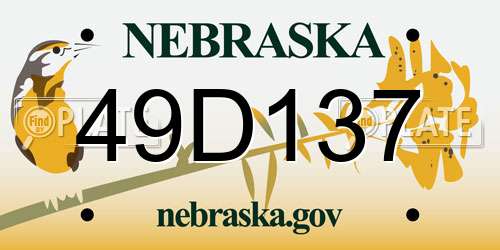 49D137 Nebraska License Plate