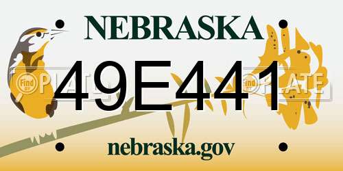 49E441 Nebraska License Plate