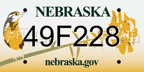 49F228 Nebraska License Plate