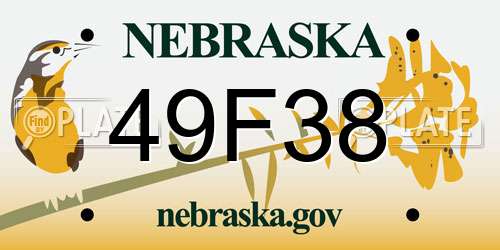 49F38 Nebraska License Plate