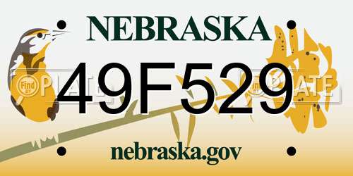 49F529 Nebraska License Plate