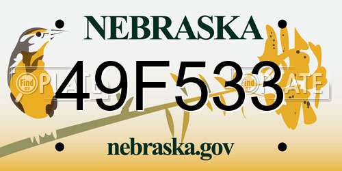 49F533 Nebraska License Plate