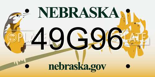49G96 Nebraska License Plate