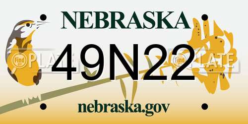 49N22 Nebraska License Plate