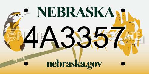 4A3357 Nebraska License Plate