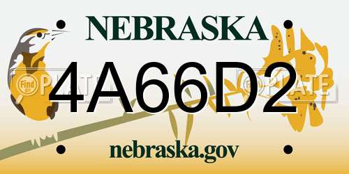 4A66D2 Nebraska License Plate