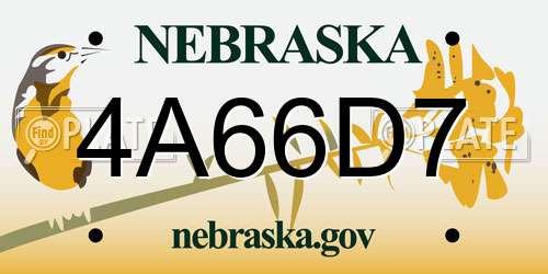 4A66D7 Nebraska License Plate
