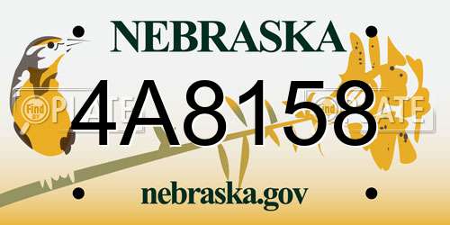 4A8158 Nebraska License Plate