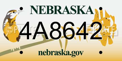 4A8642 Nebraska License Plate