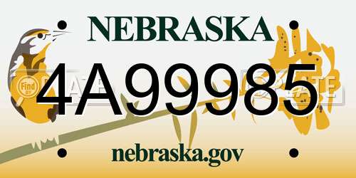 4A99985 Nebraska License Plate