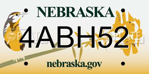 4ABH52 Nebraska License Plate