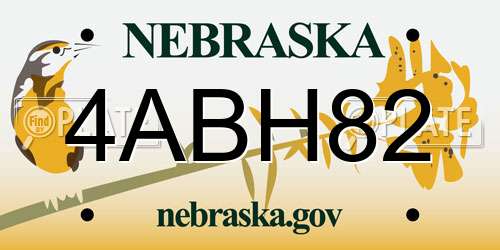 4ABH82 Nebraska License Plate