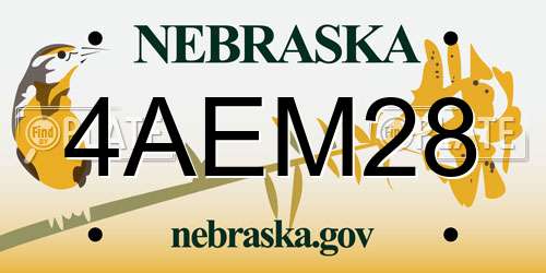 4AEM28 Nebraska License Plate