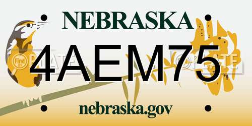 4AEM75 Nebraska License Plate