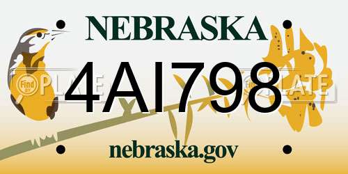 4AI798 Nebraska License Plate