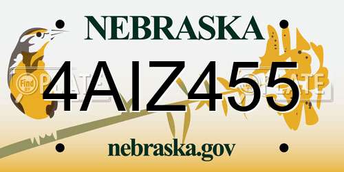 4AIZ455 Nebraska License Plate