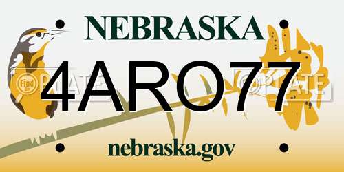 4ARO77 Nebraska License Plate