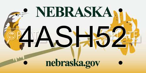 4ASH52 Nebraska License Plate