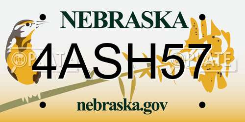 4ASH57 Nebraska License Plate