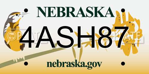 4ASH87 Nebraska License Plate