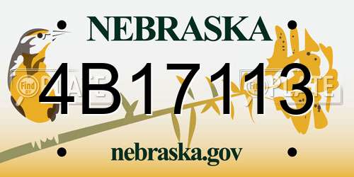 4B17113 Nebraska License Plate