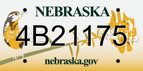 4B21175 Nebraska License Plate